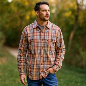 Eddie Bauer Woven Workwear Shirt Mens Sz XL Heavy Cotton Plaid Outdoors Gorpcore